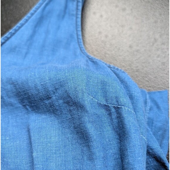 Madewell Jumpsuit Blue Straight Leg 100% Linen Pockets Cut-Out Elastic Back 4 - Picture 13 of 16